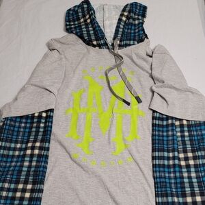 Disney Parks 2022 Haunted Mansion Layered Look Flannel Hoodie Pullover Mens XL